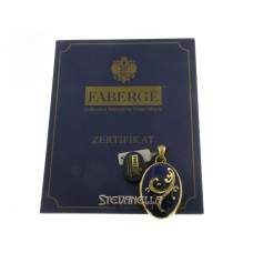 FABERGE' pendente porta foto oro giallo 18kt smalto blue e diamanti F-1003